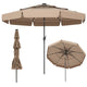 3m Solar Patio Umbrella w/ 32 LED Lights 3-Tier Vented Top Tilt Adjustment Beach