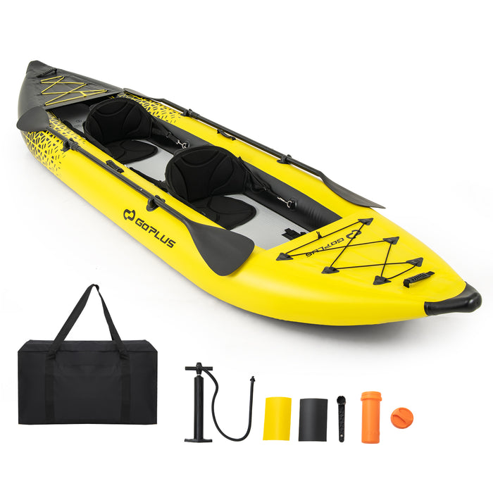 Inflatable Kayak Set, 2-person Kayak with Aluminium Oars, EVA Padded Seat, High Back Support, Hand Pump & Repair Kit, 230 kg Weight Capacity