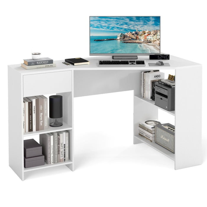 L-Shaped Computer Desk w/ Storage Compact Corner Executive Desk Writing Desk