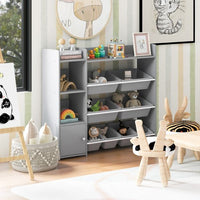 Kids Bookshelf with 8 Storage Boxes and 2 Open Shelves