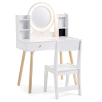 Kids Vanity Set with Lights, Princess Vanity Desk Set with LED Lighted Mirror