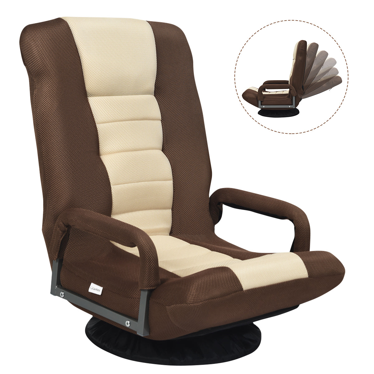 Folding Floor Chair Sofa, 360 Degree Swivel Chaise Gaming Chair Recliner