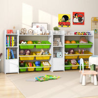 Kids Bookshelf with 8 Storage Boxes and 2 Open Shelves