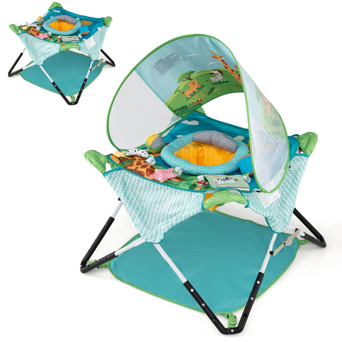 Foldable Portable Baby Jumper, Blue/Pink