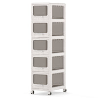 3/4/5-Tier Plastic Drawer Storage Organizer Rolling Cart with 3 Drawers and Lockable Wheels