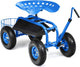 Garden Rolling Scooter w/ Storage Basket, Adjustable Seat
