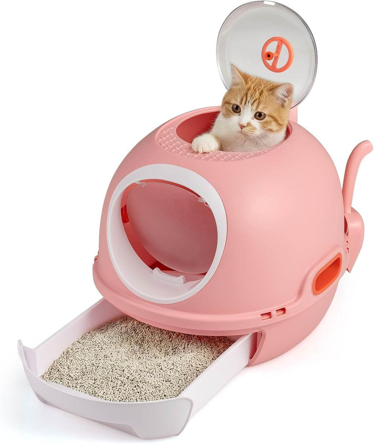 Cat Litter Box with Lid, Helicopter Style Fully Enclosed Cat Toilet