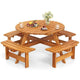 Round Picnic Table Set Patio Dining Camping Table w/ Built-in 4 Benches