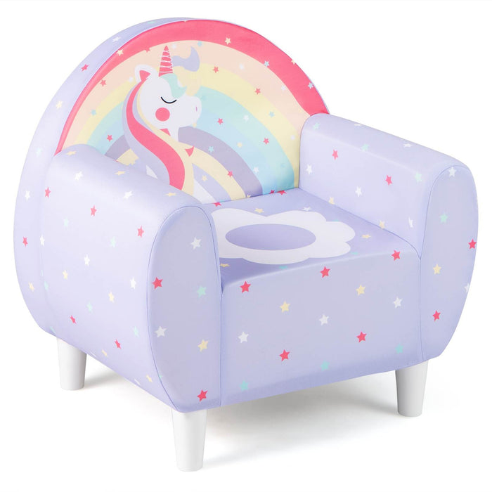 Kids Sofa Toddler Upholstered Armchair Unicorn Children Reading Chair