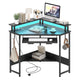 Corner Desk w/ Charging Station, Home Triangle Gaming Desk w/ LED