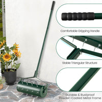 Heavy-Duty Rolling Aerator w/ Lawn Soil Penetrating Spikes & 130 cm Handle