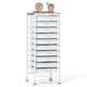 Rolling Storage Cart with 4/5/10 Drawers and Wooden Tabletop for Dorm and Classroom