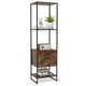 5-Tier Bookshelf with Drawer Tall Narrow Bookcase