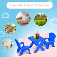 Kids Plastic Table with 2 Adirondack Chairs Set