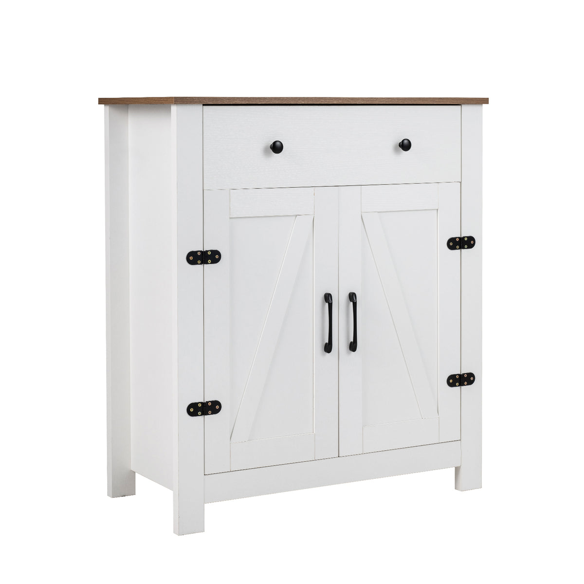 Farmhouse Buffet Cabinet 80cm with Adjustable Shelf and 2 Barn Doors