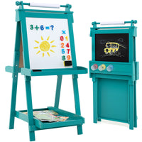 3-in-1 Double-sided Art Easel with Chalkboard & Magnetic Whiteboard