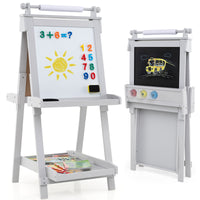 3-in-1 Double-sided Art Easel with Chalkboard & Magnetic Whiteboard