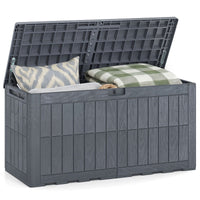 380/455L All Weather Patio Bench Storage Box Waterproof for Garden Tools