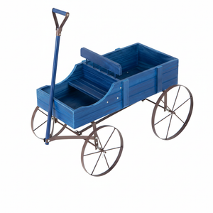 Wood Wagon Planter with Adjustable Handle