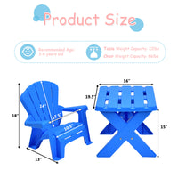 Kids Plastic Table with 2 Adirondack Chairs Set