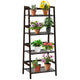 Freestanding 4-Tier Bamboo Plant Rack with Guardrails