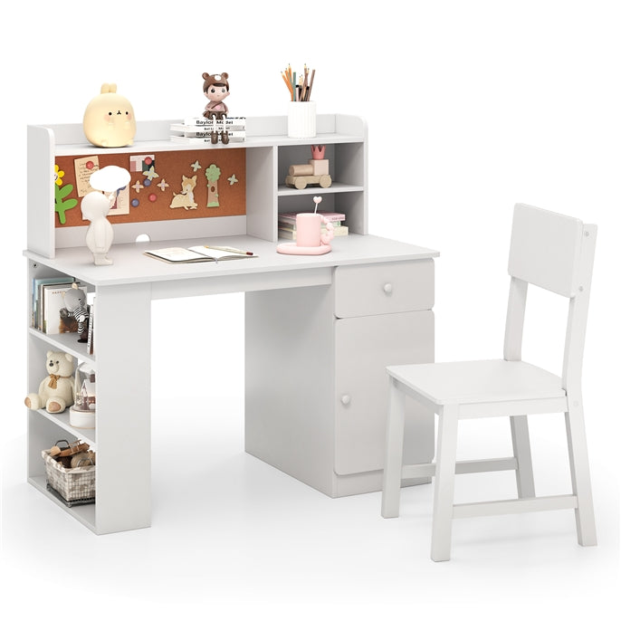 Kids Desk and Chair Set, Children Study Desk with Chair