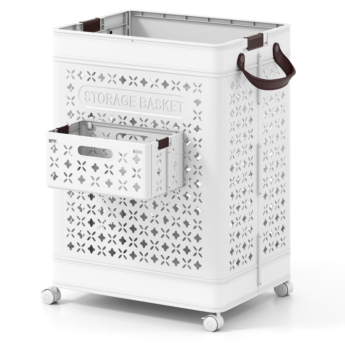 75 L Plastic Storage Bin with Underwear Basket and Handles