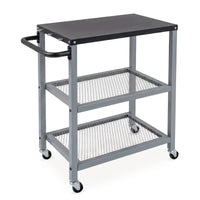 3-Tier Outdoor Grill Cart on Wheels, Pizza Oven Stand Trolley w/Stainless Steel Top & Handle