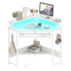 Corner Desk w/ Charging Station, Home Triangle Gaming Desk w/ LED