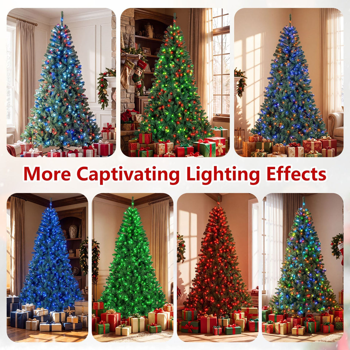 225/180cm Pre-lit Christmas Tree with 1542/1072 Branch Tips and 450/300 Multifunctional RGB Lights