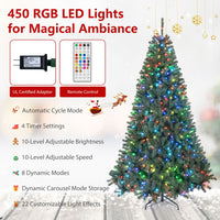 225/180cm Pre-lit Christmas Tree with 1542/1072 Branch Tips and 450/300 Multifunctional RGB Lights