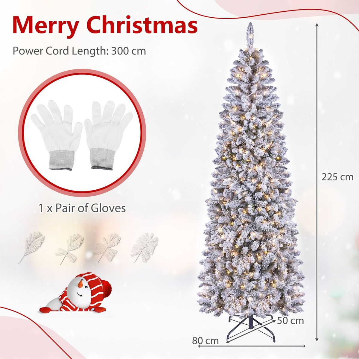 2.25M/1.8M Smart Pencil Christmas Tree with 340/250 Pre-Lit RGB LED Lights