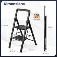 2/3/4/5 Step Ladder with Wide Anti-slip Pedals and Safety Handgrip