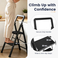 2/3/4/5 Step Ladder with Wide Anti-slip Pedals and Safety Handgrip