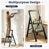 2/3/4/5 Step Ladder with Wide Anti-slip Pedals and Safety Handgrip