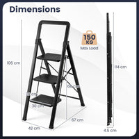 2/3/4/5 Step Ladder with Wide Anti-slip Pedals and Safety Handgrip