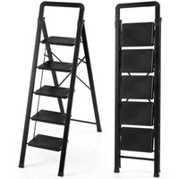 2/3/4/5 Step Ladder with Wide Anti-slip Pedals and Safety Handgrip