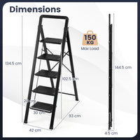 2/3/4/5 Step Ladder with Wide Anti-slip Pedals and Safety Handgrip