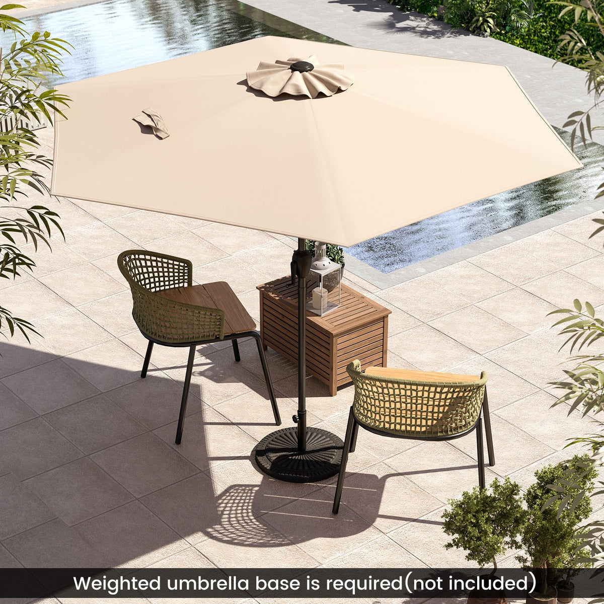 2.3M Patio Umbrella with Push Button Tilt for Backyard Garden