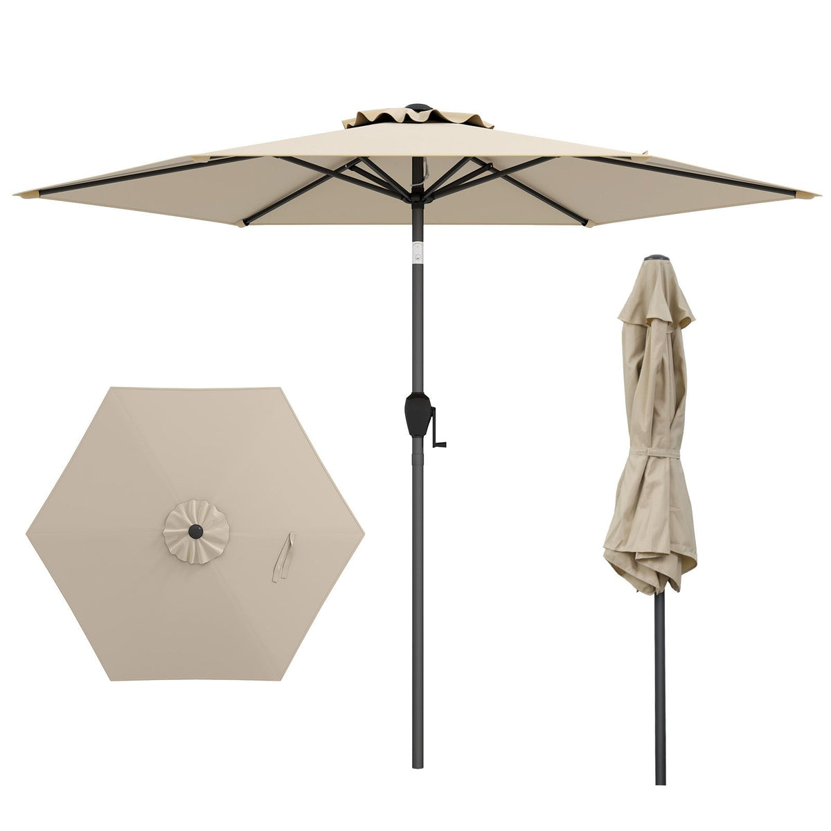 2.3M Patio Umbrella with Push Button Tilt for Backyard Garden
