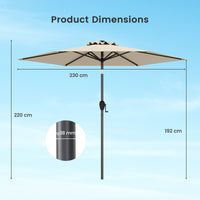 2.3M Patio Umbrella with Push Button Tilt for Backyard Garden