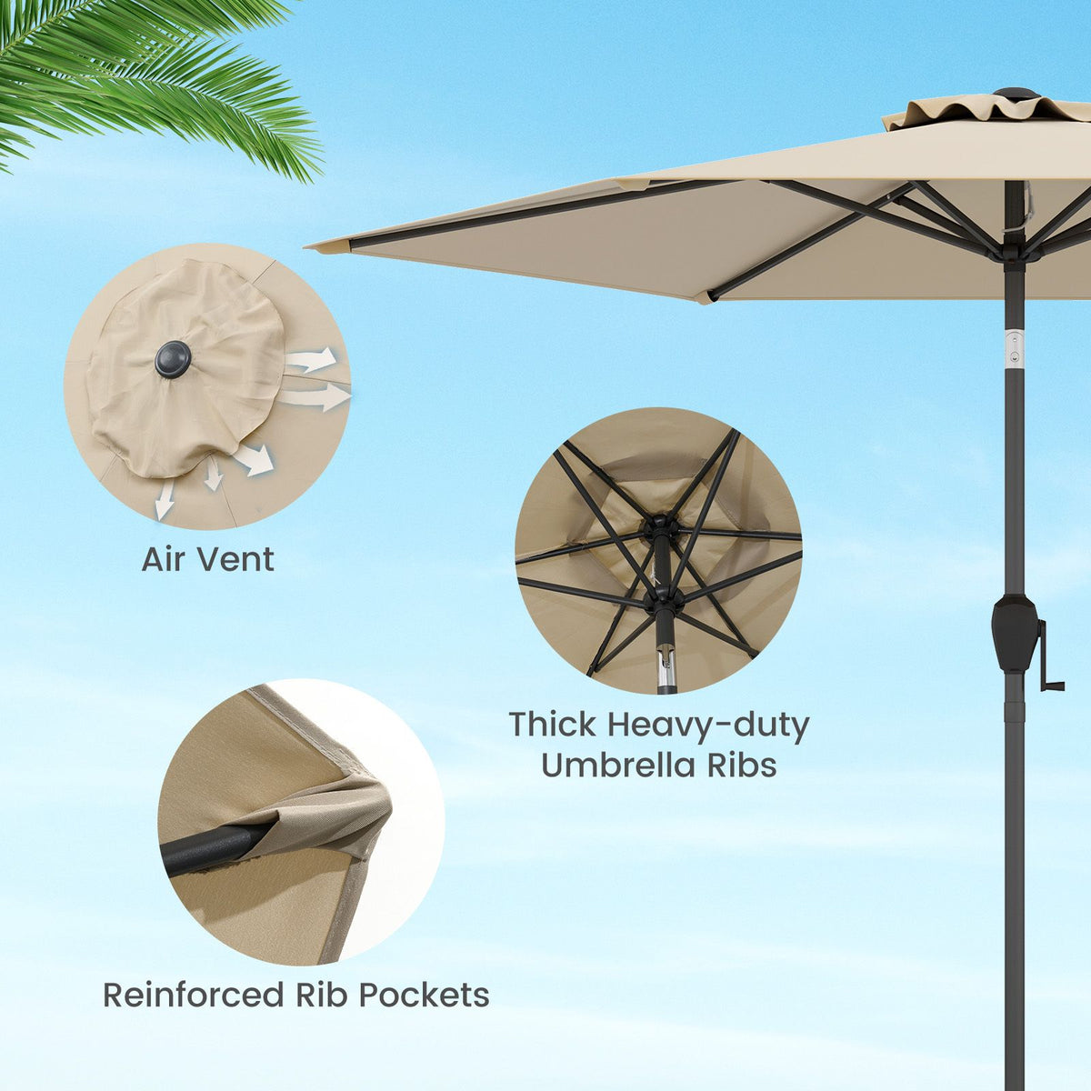 2.3M Patio Umbrella with Push Button Tilt for Backyard Garden