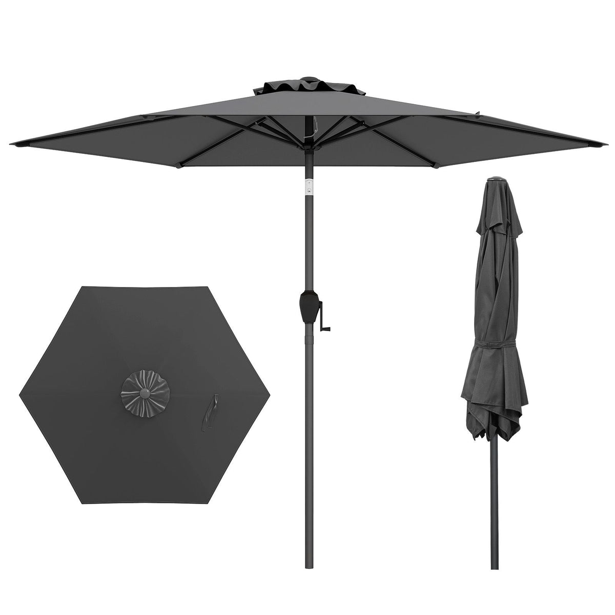 2.3M Patio Umbrella with Push Button Tilt for Backyard Garden