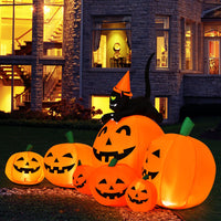 2.3m Halloween Inflatable Pumpkin with Witch Cat and LED Lights for Yard Lawn