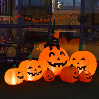 2.3m Halloween Inflatable Pumpkin with Witch Cat and LED Lights for Yard Lawn