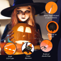 2.3m Halloween Inflatable Pumpkin with Witch Cat and LED Lights for Yard Lawn