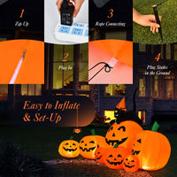 2.3m Halloween Inflatable Pumpkin with Witch Cat and LED Lights for Yard Lawn