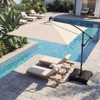 2.5M Solar LED Cantilever Umbrella with 360 Rotation and Weighted Base