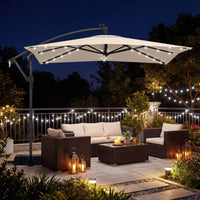 2.5M Solar LED Cantilever Umbrella with 360 Rotation and Weighted Base