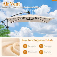 2.5M Solar LED Cantilever Umbrella with 360 Rotation and Weighted Base